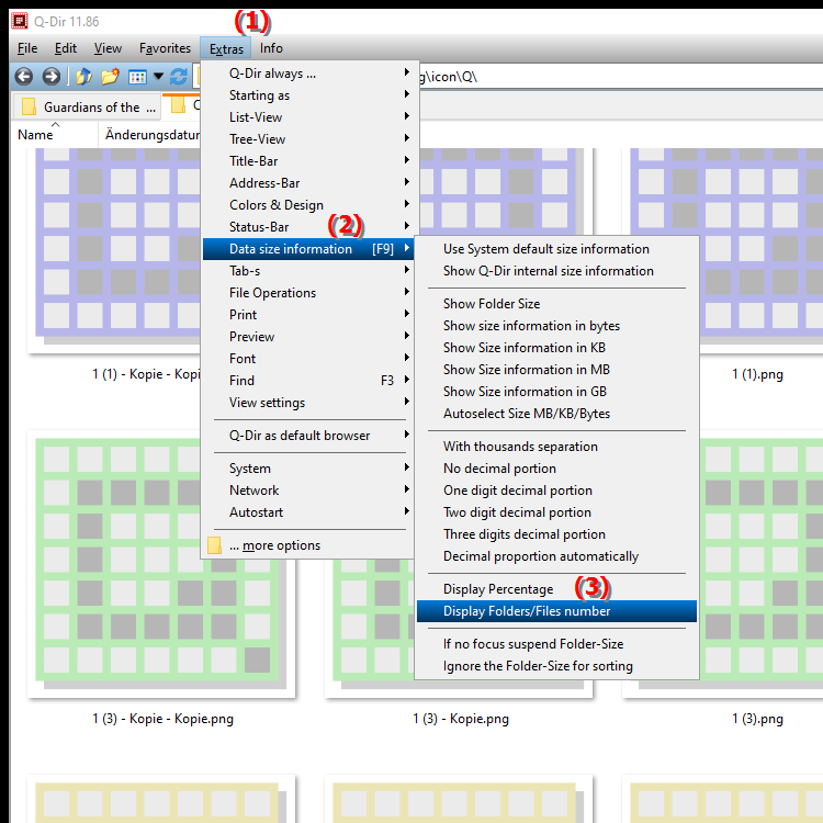 How can I display the number of folders and files in the file type column in File Explorer